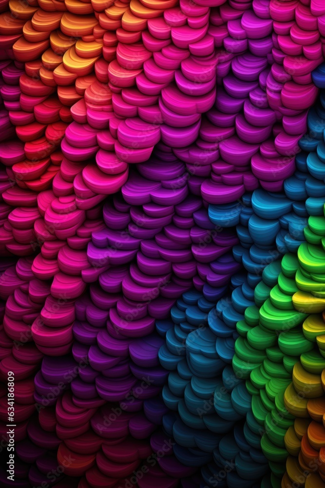 Poster rainbow colored waves of different colors. generative ai image.
