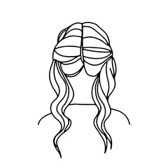 Woman hairstyle portrait backward doodle line art coloring page