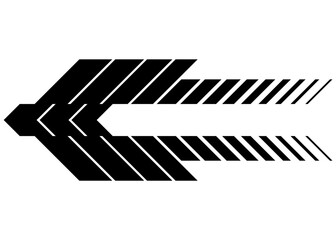 Black vector arrow on a white background. Modern pattern for a sticker on a vehicle, car, bus, SUV, toys, sportswear pattern, web design, interior design, printing. Trendy vector background.