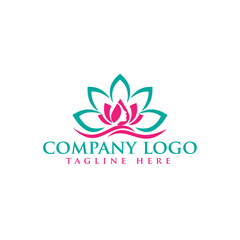 linear lotus flower beauty spa logo design
