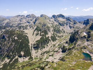 Aerial view of Rila Mountain near Malyovitsa peak, Bulgaria