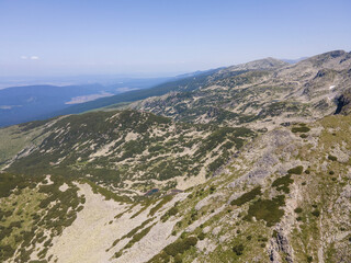 Fototapeta na wymiar Aerial view of Rila Mountain near Malyovitsa peak, Bulgaria