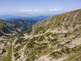 Aerial view of Rila Mountain near Malyovitsa peak, Bulgaria