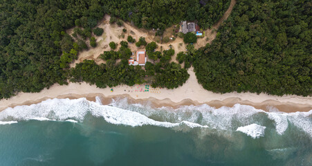 Vista Aérea da Praia do Félix em Ubatuba, São Paulo, Brasil