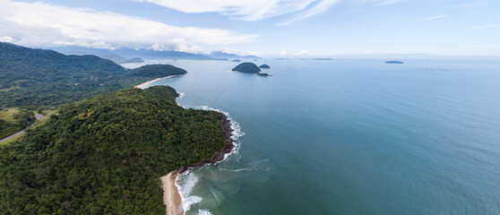 Vista Panorâmica da Praia do Félix em Ubatuba, São Paulo, Brasil