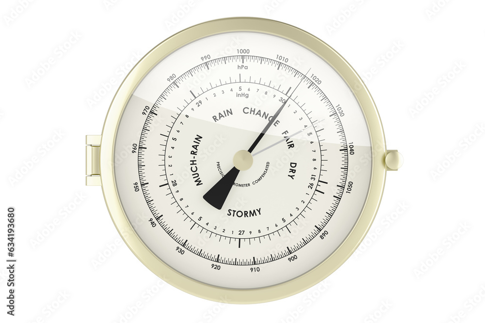 Poster barometer, front view. 3d rendering isolated on transparent background