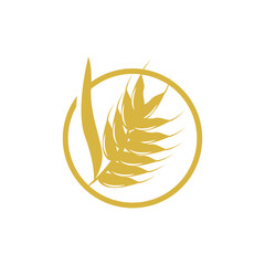 Wheat Logo, Simple Farmer Garden Design, Vector Template Silhouette Illustration