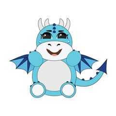 Blue baby Dragon vector illustration, A Blue baby Dragon Vector illustration is a digital artwork depicting a small, young dragon with a blue color scheme