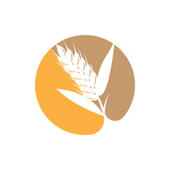 Wheat Logo, Simple Farmer Garden Design, Vector Template Silhouette Illustration