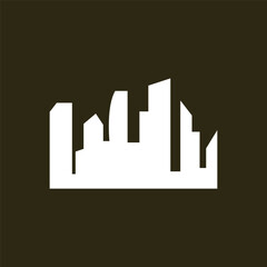 Skyline Logo, Simple Modern Design of Skyscrapers, Vector Cityscape Buildings, Icon Silhouette Illustration