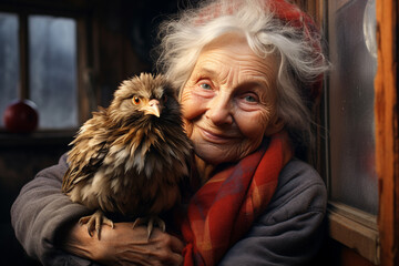 Endearing Bond: An Elderly Woman Finding Solace in a Young Wild Bird