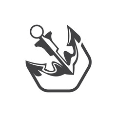 Simple Ship Anchor Logo Design, Silhouette Vector Illustration