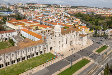 The Monastery of Jeronimos aerial view in Belem district of Lisbon, Portugal.