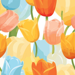 Seamless Colorful Tulip Pattern.

Seamless pattern of tulips in colorful style. Add color to your digital project with our pattern!