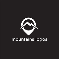 Mountains logo design template vector image , mountain location logo design
