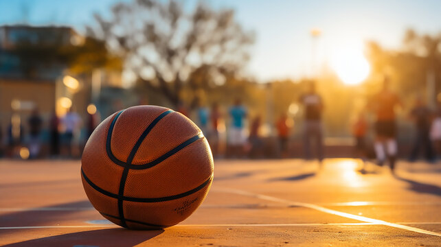 basketball ball on the court outdoor