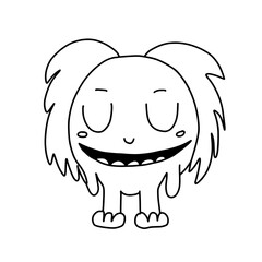 Cute monster. Doodle line art kids coloring page element. Cute Halloween monster, teaching materials design element