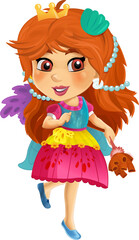 cartoon fairy tale character ef princess isolated illustration for children