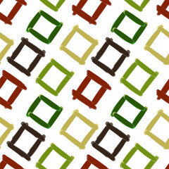 Vector seamless pattern of colored squares palette hand-drawn brush stroke isolated on a white background