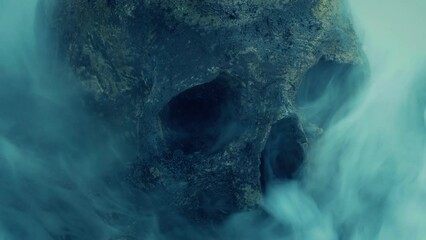 Ancient Skull In Smoke Fantasy Scene