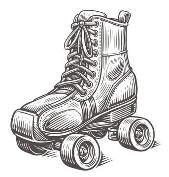recommend clip art: Retro roller skates. Rollerblading, skating concept. Sketch vintage vector illustration
