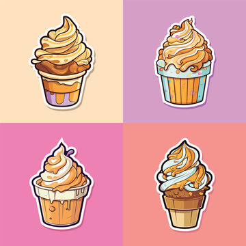 caramel swirl cheesecake ice cream sticker cool colors clip art illustration collection