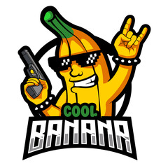 Banana mascot logo design vector with modern illustration concept