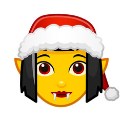 Christmas female vampire or Dracula Large size of yellow emoji face