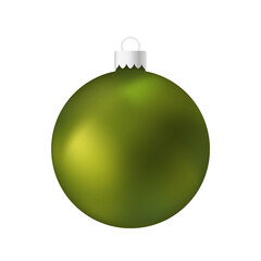 Green Christmas tree toy or ball Volumetric and realistic color illustration