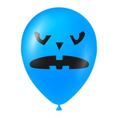 Halloween blue balloon illustration with scary and funny face