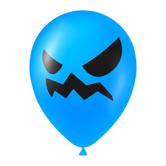 Halloween blue balloon illustration with scary and funny face