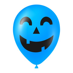 Halloween blue balloon illustration with scary and funny face