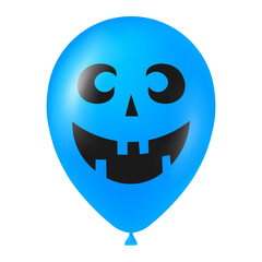 Halloween blue balloon illustration with scary and funny face