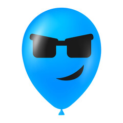 Halloween blue balloon illustration with scary and funny face