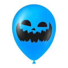 Halloween blue balloon illustration with scary and funny face