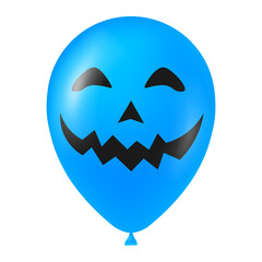 Halloween blue balloon illustration with scary and funny face