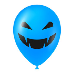 Halloween blue balloon illustration with scary and funny face