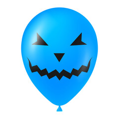 Halloween blue balloon illustration with scary and funny face