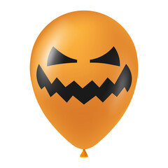 Halloween orange balloon illustration with scary and funny face