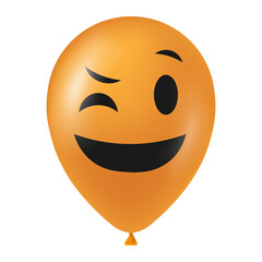 Halloween orange balloon illustration with scary and funny face