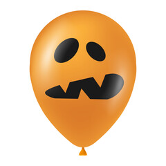 Halloween orange balloon illustration with scary and funny face