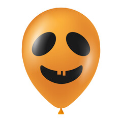 Halloween orange balloon illustration with scary and funny face