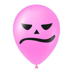 Halloween pink balloon illustration with scary and funny face