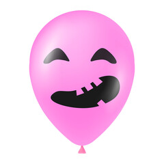 Halloween pink balloon illustration with scary and funny face