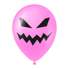 Halloween pink balloon illustration with scary and funny face