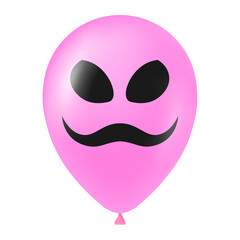 Fototapeta premium Halloween pink balloon illustration with scary and funny face