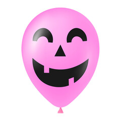 Halloween pink balloon illustration with scary and funny face