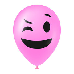 Halloween pink balloon illustration with scary and funny face