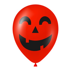 Halloween red balloon illustration with scary and funny face