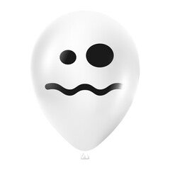 Halloween white balloon illustration with scary and funny face isolated on dark background